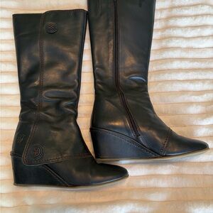 Fly London Black Leather Wedge Boots